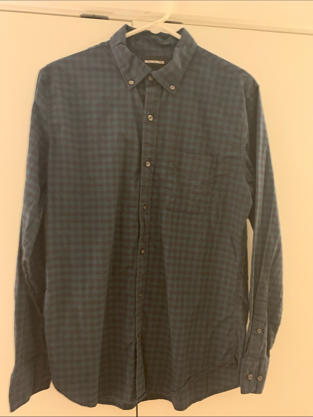 Bonobos Navy & Dark Green Plaid Long-Sleeve Button-Down Shirt